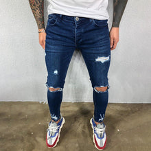 Load image into Gallery viewer, Men's Ripped Torn Stretch-Leg Jeans