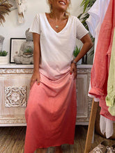 Load image into Gallery viewer, V-neck Gradation Casual Loose Short Sleeve Maxi Dress