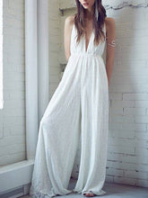 Load image into Gallery viewer, Women's Sexy Deep V Open Back Bandwidth Loose Jumpsuit