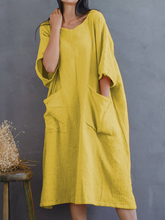 Load image into Gallery viewer, Women's Loose Casual Cotton Long Dress