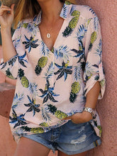 Load image into Gallery viewer, Women's Casual Pineapple Print V-Neck Long-Sleeved Shirt