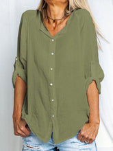 Load image into Gallery viewer, Solid Color Casual Button Loose Long Sleeve Top