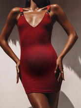 Load image into Gallery viewer, Maternity Sexy Solid Color Deep V Halter Slim Dress