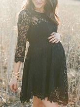 Load image into Gallery viewer, Maternity Round Neck Lace Perspective Loose Midi Dress