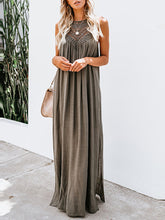 Load image into Gallery viewer, Women's Solid Color Deep V Fringe Sleeveless Maxi Dress