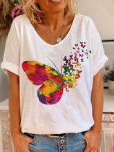 Load image into Gallery viewer, Casual V-Neck Butterfly Print Women's Tops