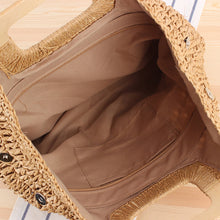 Load image into Gallery viewer, Vintage Hand-Woven Portable Cutout Straw Bag