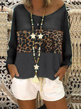 Load image into Gallery viewer, Women's Leopard Print Long Sleeve T-Shirt And Solid Color Shorts Set