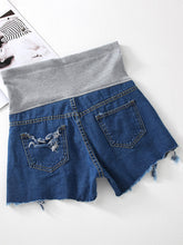 Load image into Gallery viewer, Maternity Fashion Damaged Denim Shorts