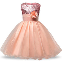 Load image into Gallery viewer, Sequin Maxi Dress Flower Belt Mesh Tutu