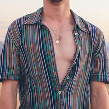 Load image into Gallery viewer, Striped Stitching Lapel Men's Tops