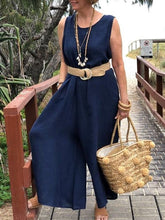 Load image into Gallery viewer, Simple Casual Wide Leg Belt Women's Jumpsuits