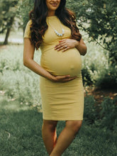 Load image into Gallery viewer, Maternity Casual Solid Color Midi Nursing Dress