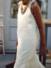 Load image into Gallery viewer, V-neck Cotton and Linen Long Dress