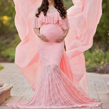 Load image into Gallery viewer, Lace Trailing Short Sleeves Maternity Dress