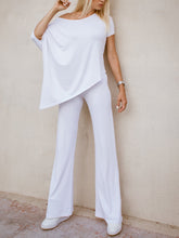 Load image into Gallery viewer, Women's Short Sleeve Irregular Trousers Two-piece Suit