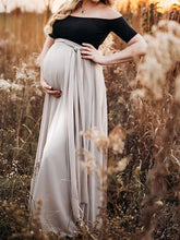 Load image into Gallery viewer, Simple Shoulder Mesh Maternity Dress