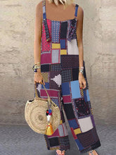 Load image into Gallery viewer, Women's Splice Printed Sleeveless Casual Jumpsuit