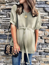 Load image into Gallery viewer, Maternity Sexy V-Neck Tie Short Sleeve Shirt