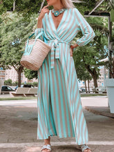 Load image into Gallery viewer, V-neck Stripe Casual Loose Dress