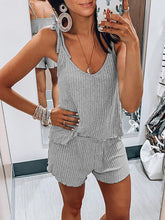 Load image into Gallery viewer, Women's Casual Solid Color Shoulder Strap Jacquard Two-Piece Set
