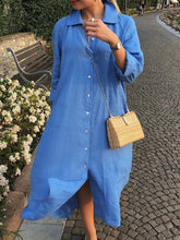 Load image into Gallery viewer, Solid Color Lapel Long Shirt Women's Dress