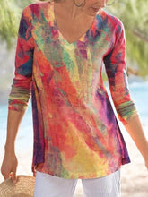 Load image into Gallery viewer, V-neck Printed 7-point Sleeve Top Women's Summer
