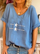 Load image into Gallery viewer, Round Neck Star Print Women's Tops