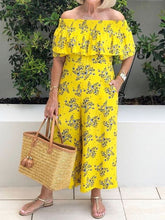 Load image into Gallery viewer, Floral Off Shoulder Wide Leg Women's Jumpsuits