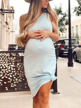 Load image into Gallery viewer, Slim-Fit Shoulder Cotton Maternity Dress