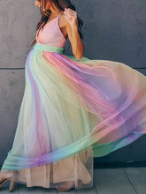 Load image into Gallery viewer, Maternity Sexy Rainbow Striped Maxi Dress