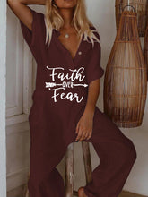 Load image into Gallery viewer, Women's Letter Printed Short Sleeve Casual Jumpsuit
