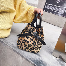 Load image into Gallery viewer, Leopard Print Bucket Fur Shoulder Women's Bag