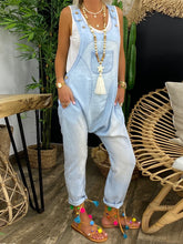 Load image into Gallery viewer, Bleached Denim Breasted Jumpsuit