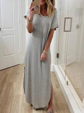 Load image into Gallery viewer, Irregular Round Neck Dress with Solid Hem