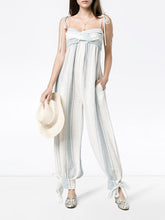 Load image into Gallery viewer, Women's Fashion Striped Print Sling Backless Lace Jumpsuit