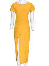 Load image into Gallery viewer, Round Neck Short Sleeve Split Maternity Dress Women