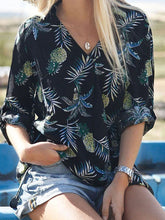 Load image into Gallery viewer, Women's Casual Pineapple Print V-Neck Long-Sleeved Shirt