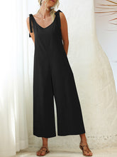 Load image into Gallery viewer, Women's Tied Bandwidth Straight Solid Solid Siamese Jumpsuit