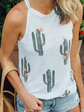 Load image into Gallery viewer, Sleeveless Cactus Print Vest Casual T-shirt