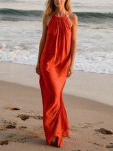 Load image into Gallery viewer, Ruffled Backless Split-side Halter-Neck Maxi Dress