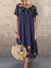 Load image into Gallery viewer, Women's Retro Printed Stitching Irregular Double Dress