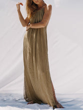 Load image into Gallery viewer, Ruffled Backless Split-side Halter-Neck Maxi Dress