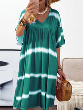 Load image into Gallery viewer, Printed Striped Long V-Neck Dress Women
