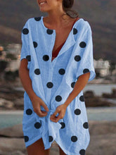 Load image into Gallery viewer, Women's Polka Dot Casual Midi Shirt Dress