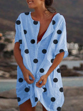 Load image into Gallery viewer, Women's Polka Dot Casual Midi Shirt Dress