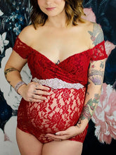 Load image into Gallery viewer, Lace Hollow Elastic Photo Maternity Jumpsuit Dress