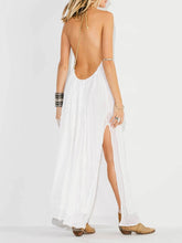Load image into Gallery viewer, Ruffled Backless Split-side Halter-Neck Maxi Dress