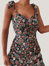 Load image into Gallery viewer, Women's Fashion Floral Ruffled Suspenders Mini Dress