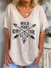 Load image into Gallery viewer, Pure Cotton V-Neck Letters Women's Tops